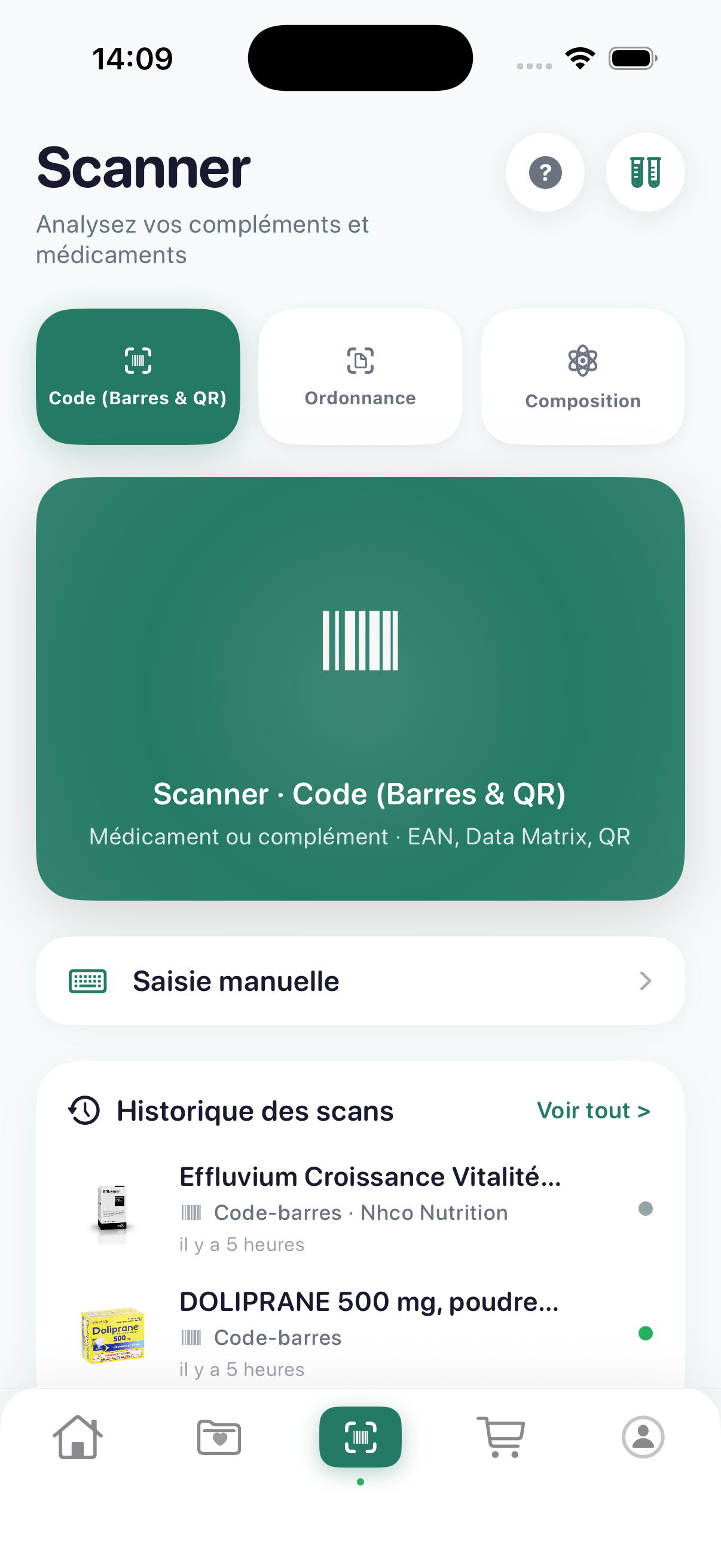Écran Scanner de MedEat